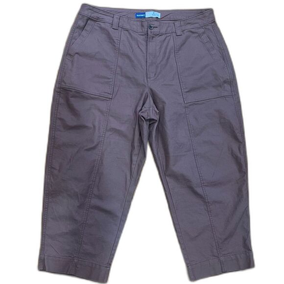 Old Navy High-Rise Canvas Barrel Ankle Pants Sz. 18 Warm Taupe Plus Relaxed Fit - Picture 3 of 11